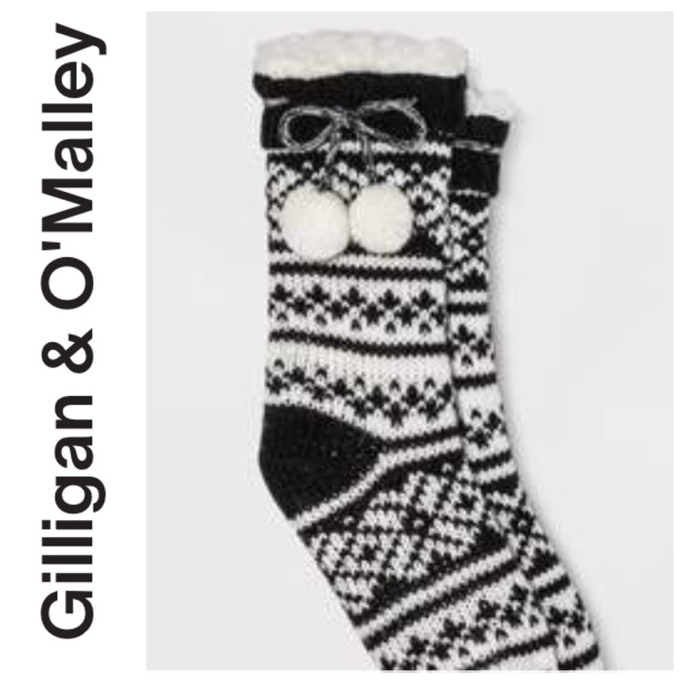 GILLIGAN & O’MALLEY SHERPA LINED SLIPPER SOCKS NWT OSFA